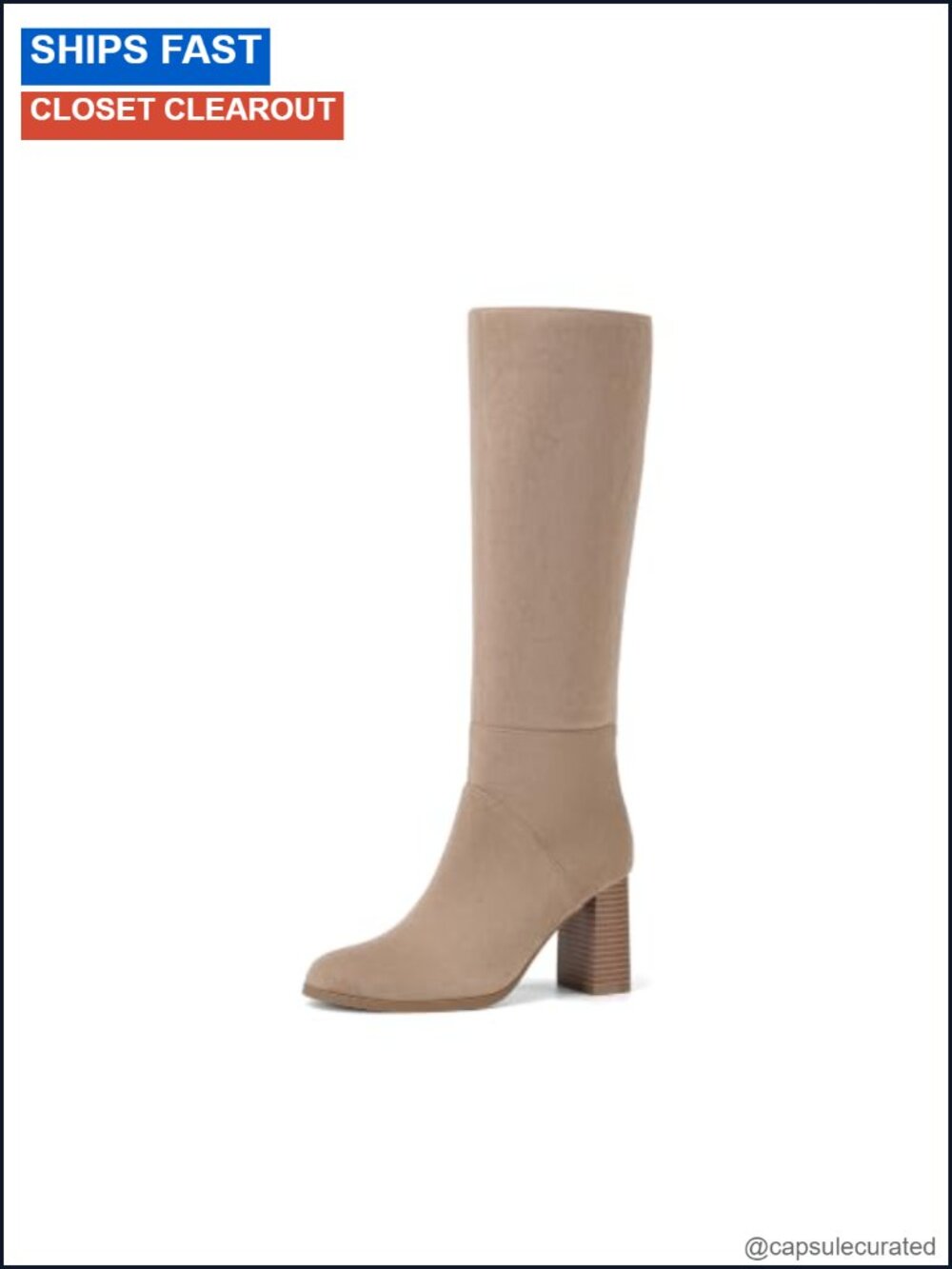 Womens Suede Knee High Block Heel Zip Boots Faux Suede Tall Equestrian